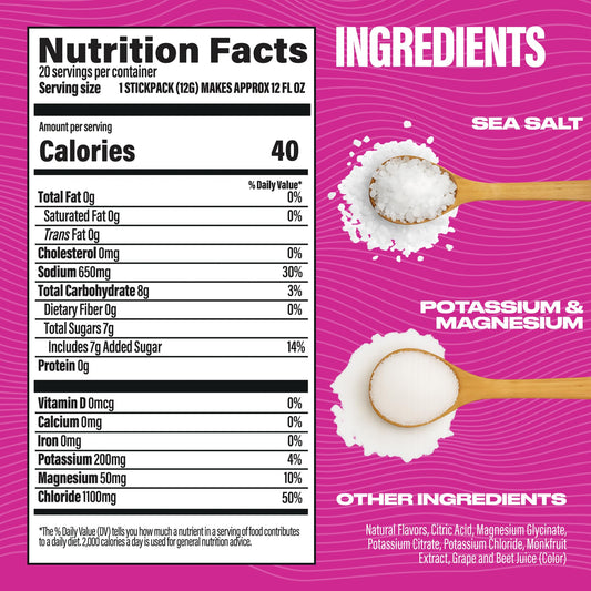 BUBS Naturals electrolyte powder sticks dissolve easily for on-the-go hydration.