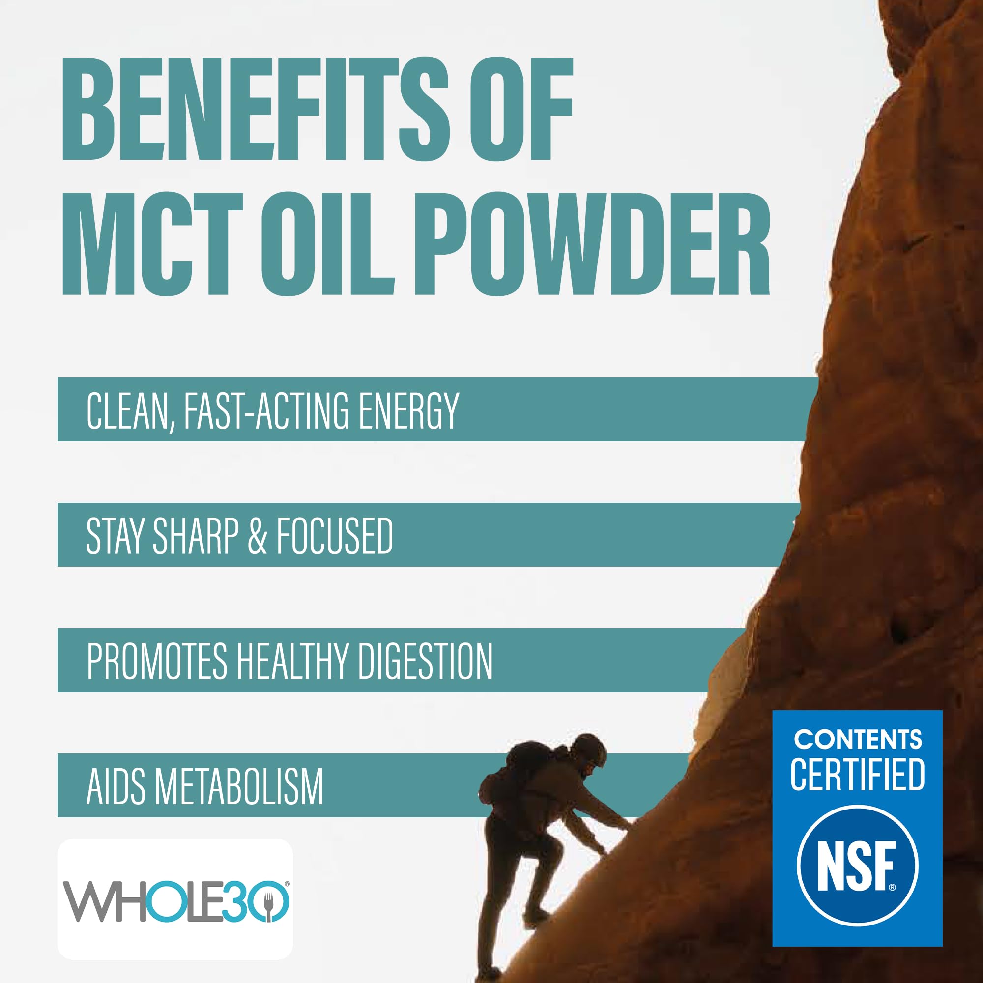 Scooped MCT powder ready to blend into smoothies.