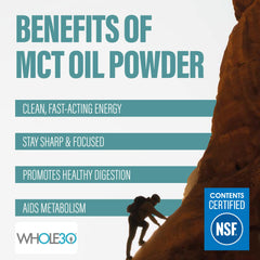 Scooped MCT powder ready to blend into smoothies.