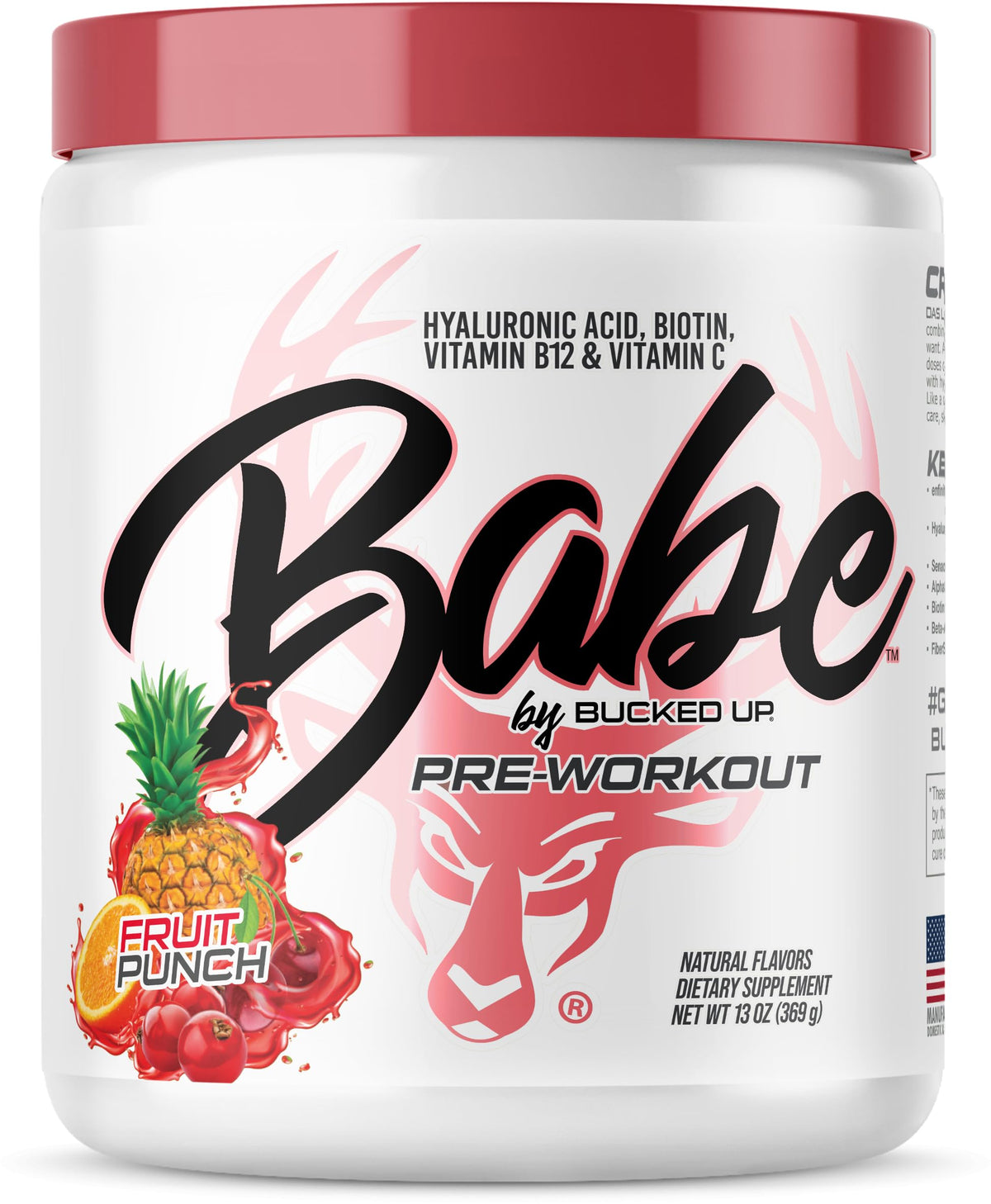 Bucked Up Babe fruit punch tub shown for an energetic workout boost.