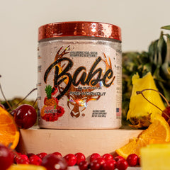 Bucked Up Babe ingredients label close-up with citrulline and beta-alanine.