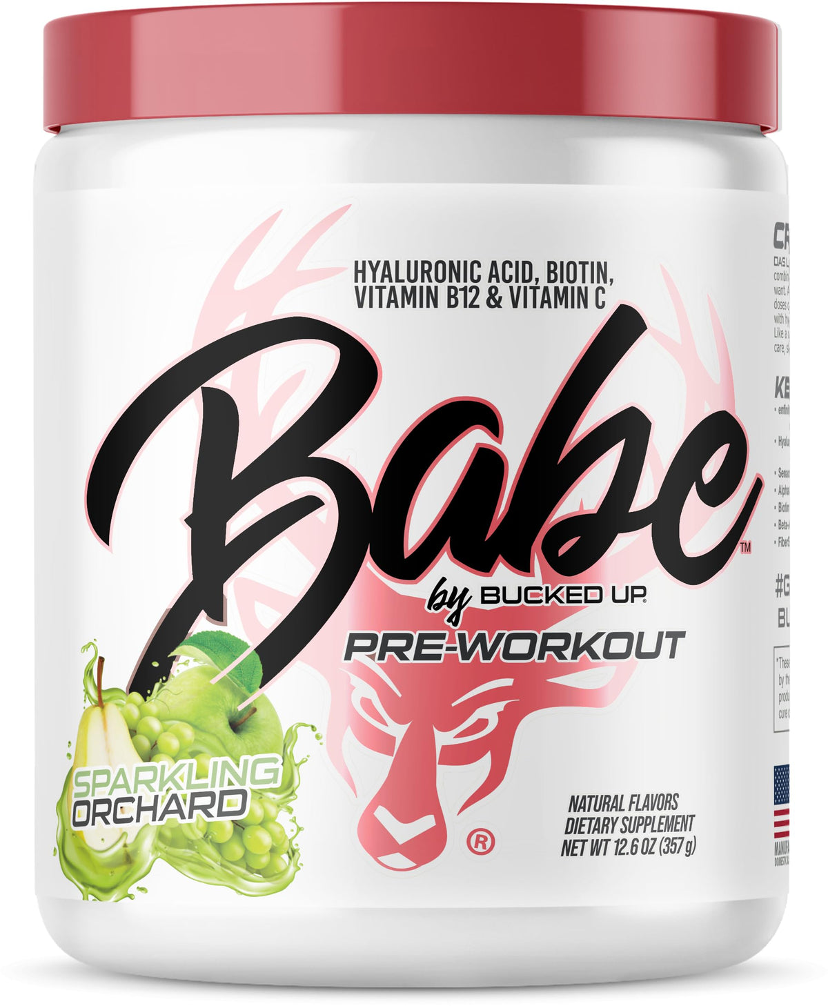 Bucked Up Babe Sparkling Orchard tub front for an energizing workout