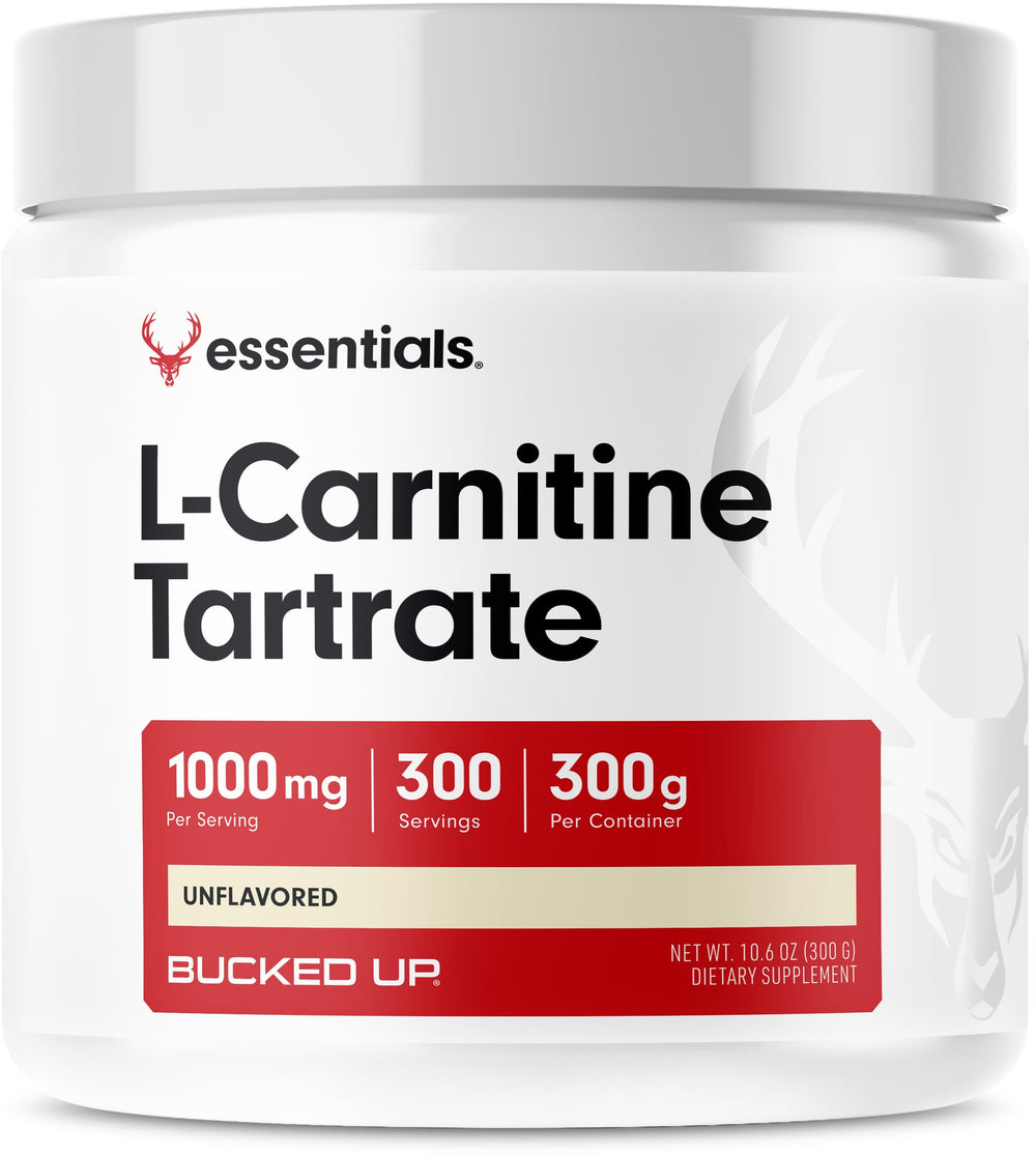 Bucked Up L-Carnitine Tartrate powder container for easy daily use.