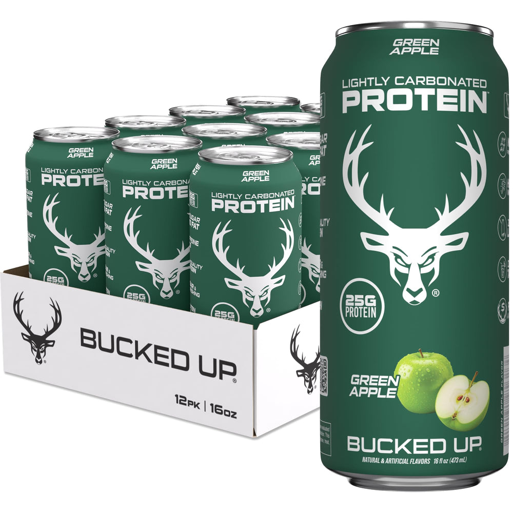 Bucked Up green apple 16oz can with fizz for post-workout refreshment