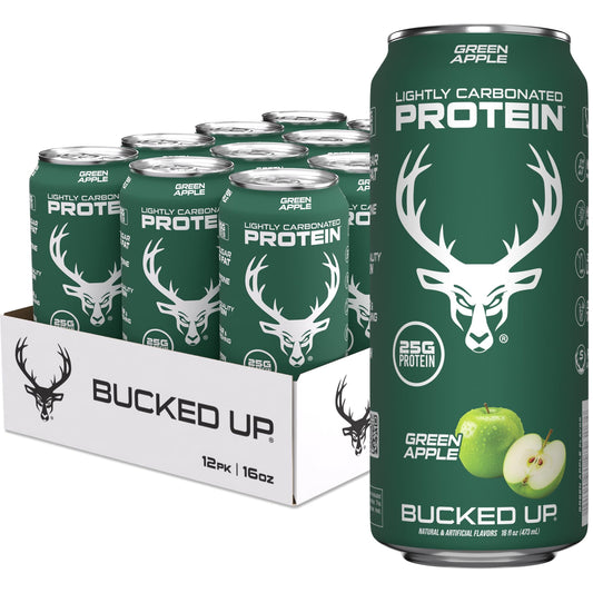 Bucked Up green apple 16oz can with fizz for post-workout refreshment