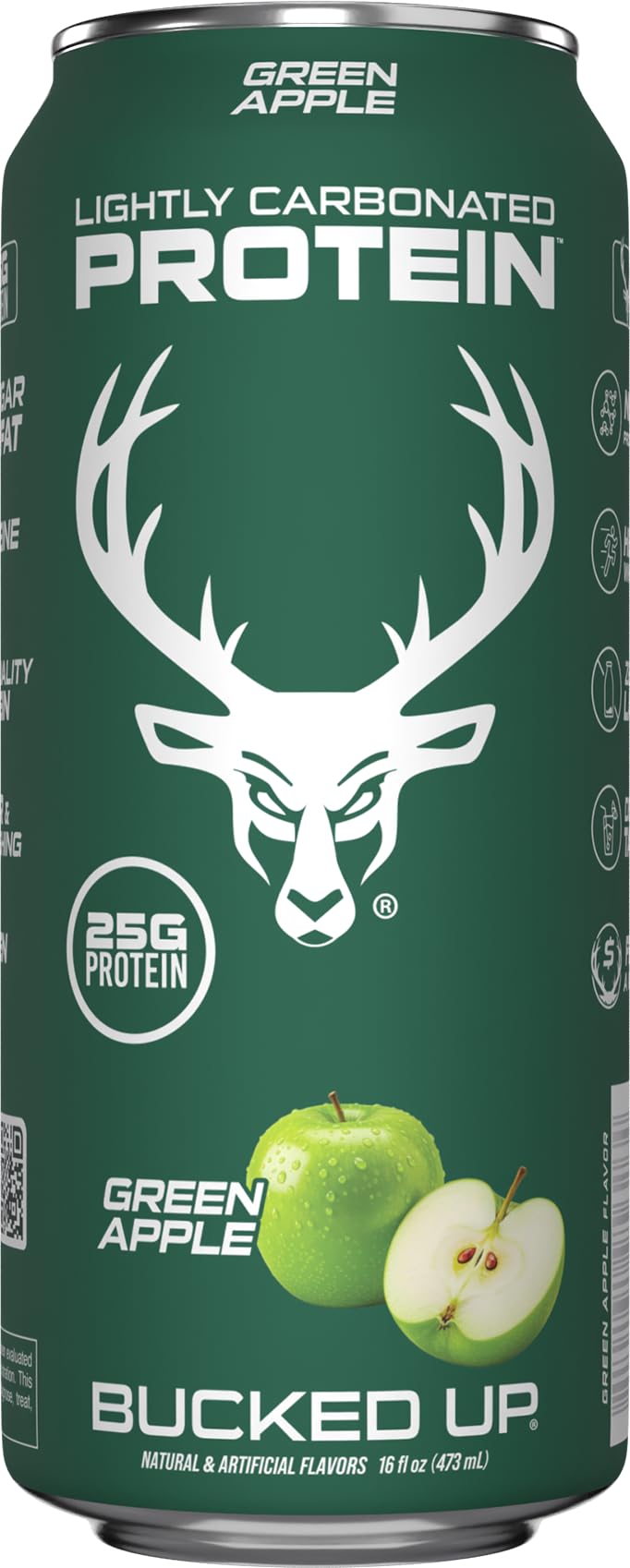 Bucked Up rainbow candy 16oz can, vibrant look, low-calorie protein boost