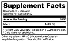 Close-up of Bucked Up NAD+ capsules highlighting a clean ingredient profile