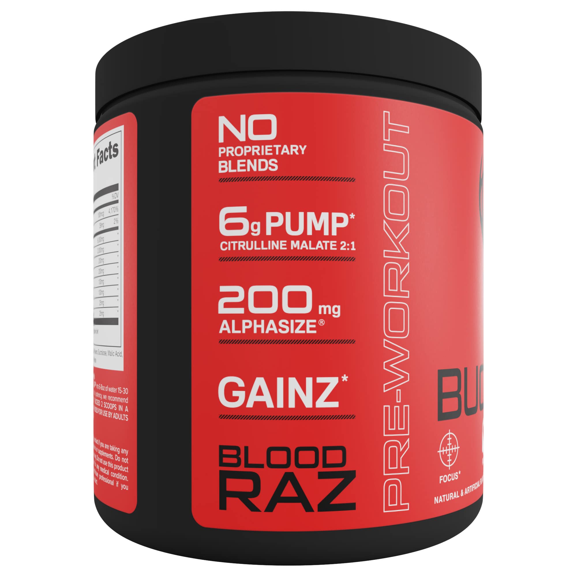 Bucked Up Pre Workout glass pour demonstrates smooth mix and color