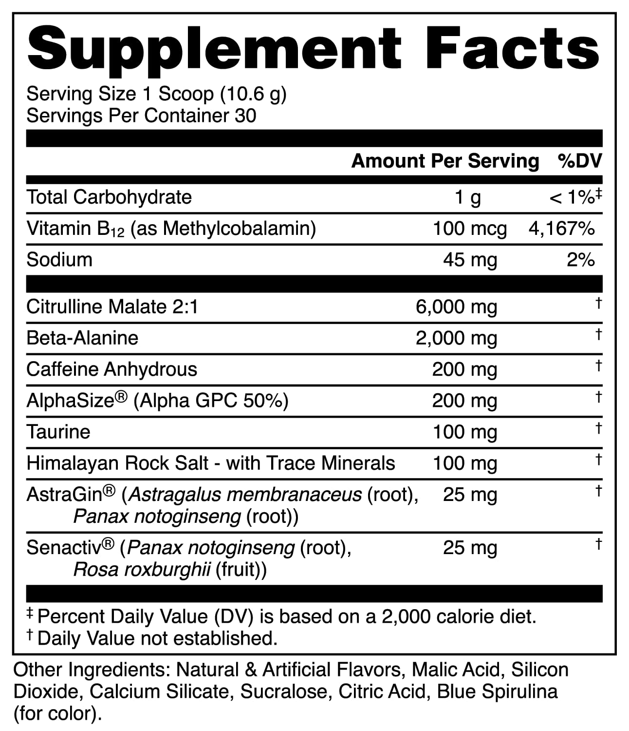 Bucked Up bottle image emphasizing 2g Beta-Alanine for endurance