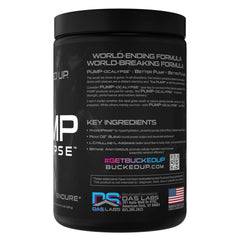 Bucked Up Pump-ocalypse Miami bottle shows L-arginine powder for vascular support