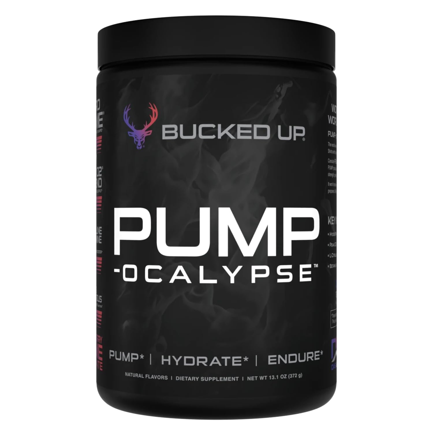 Bucked Up Pump-ocalypse blueberry-pomegranate bottle ready for workouts