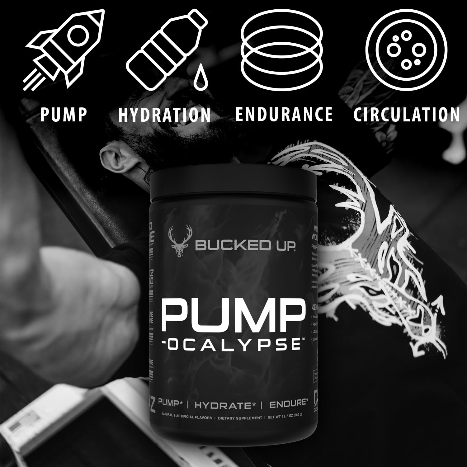 Bucked Up Pump-ocalypse Raspberry Lemonade scoop dispensing for accurate pre-workout dosing