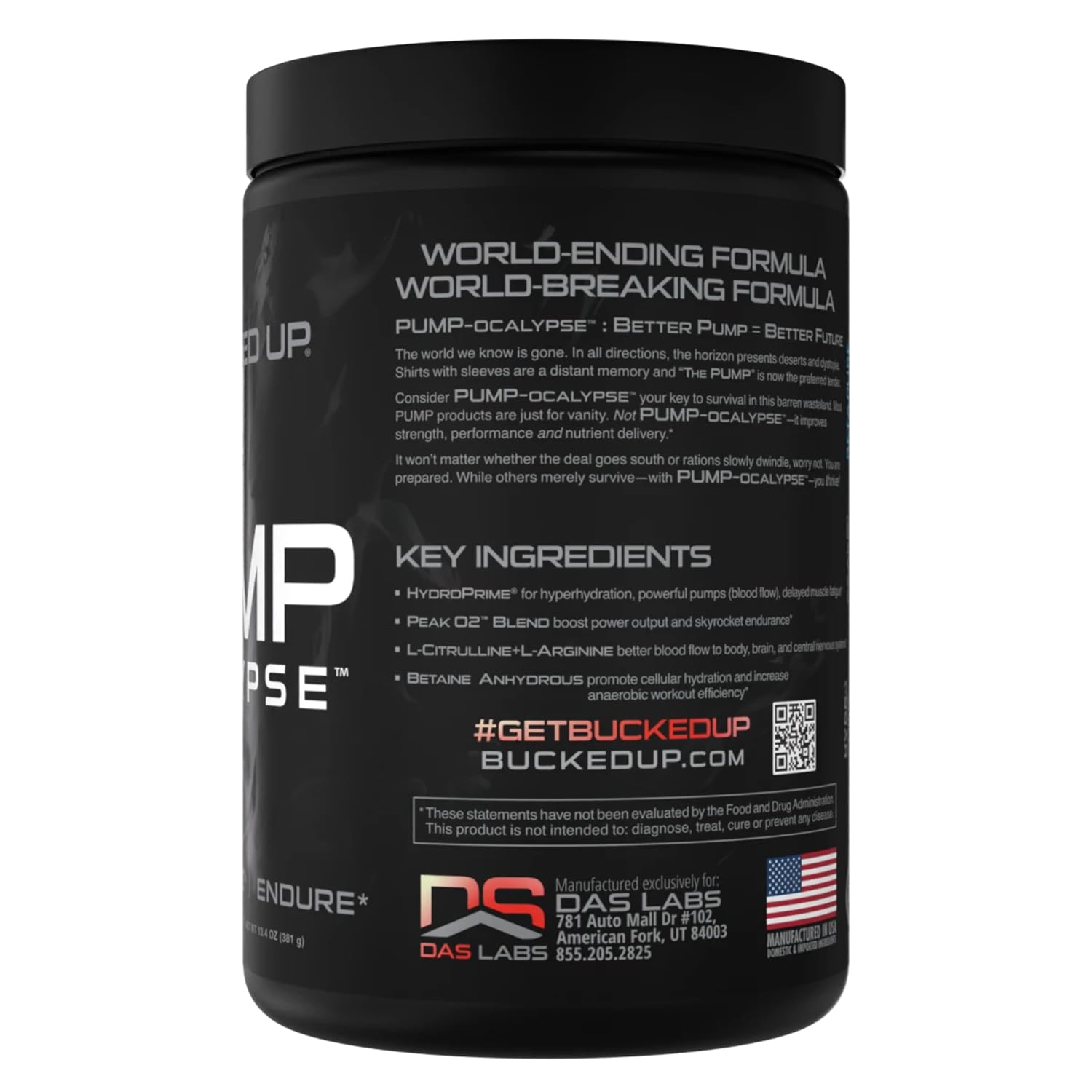 Bucked Up Pump-ocalypse Raspberry Lemonade tub ready for gym-side mixing