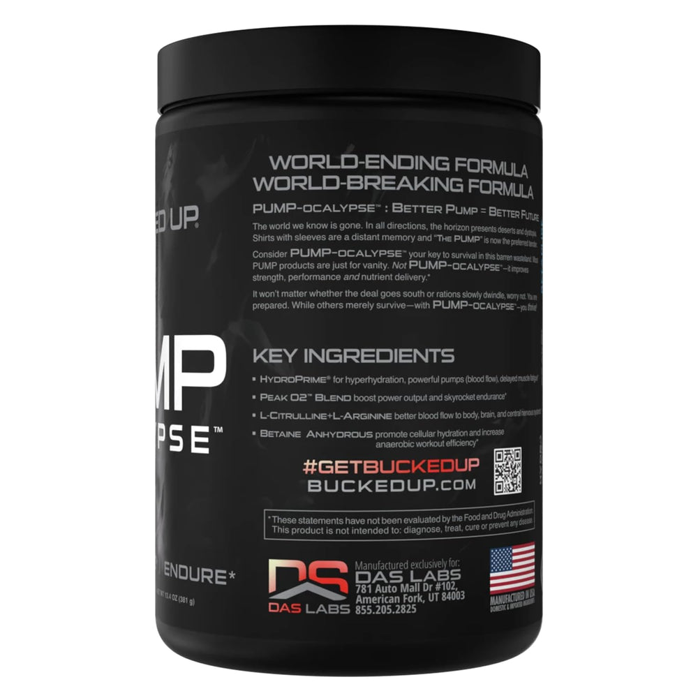 Bucked Up Pump-ocalypse Raspberry Lemonade tub ready for gym-side mixing