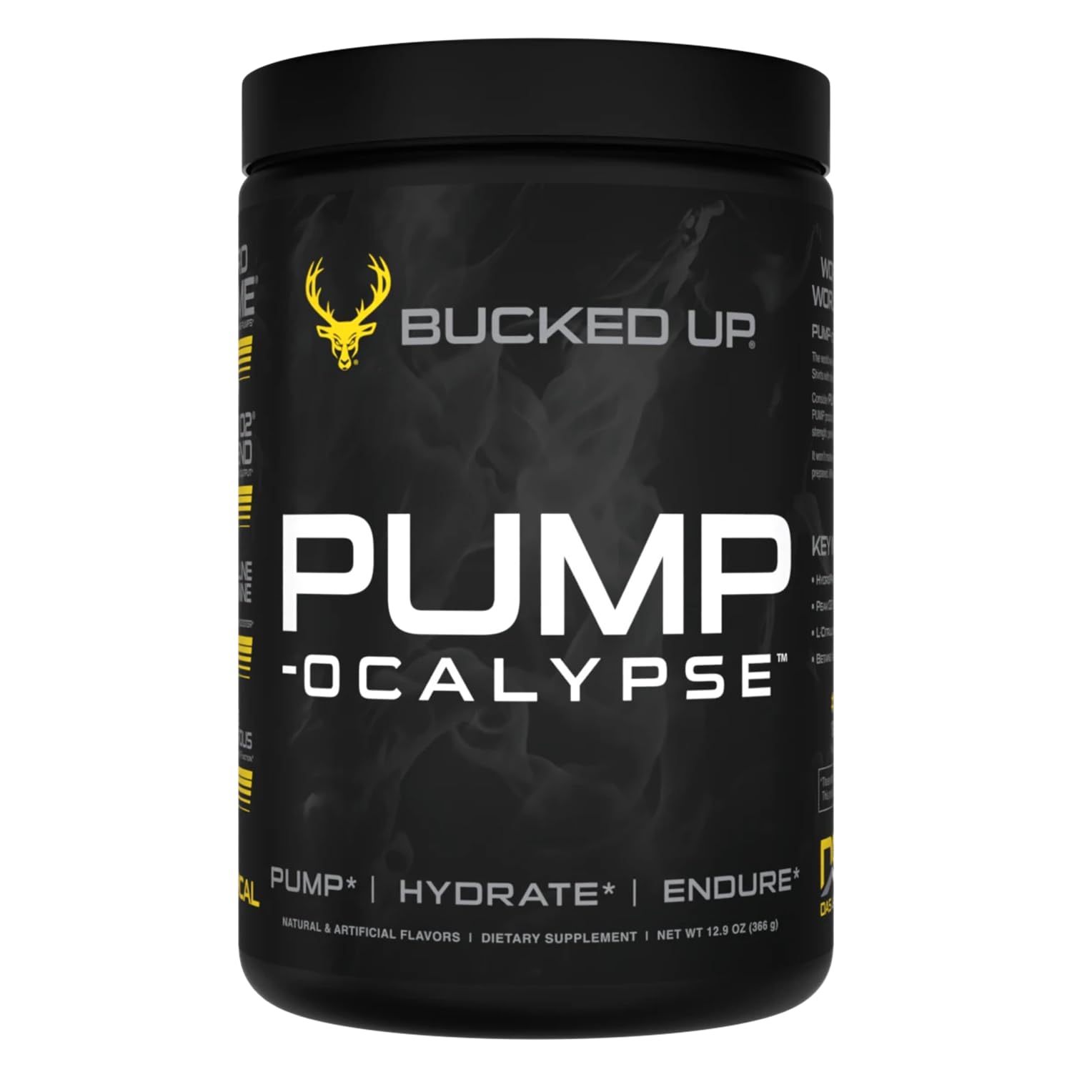 Bucked Up Pump-ocalypse Tropical bottle front showcases branding and a promise of enhanced blood flow