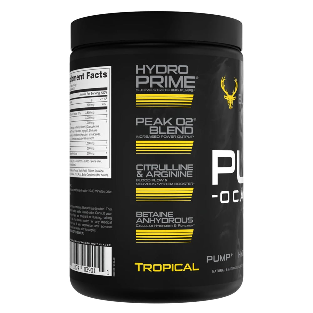 Bucked Up Pump-ocalypse Tropical dissolved in water emphasizes quick hydration during training