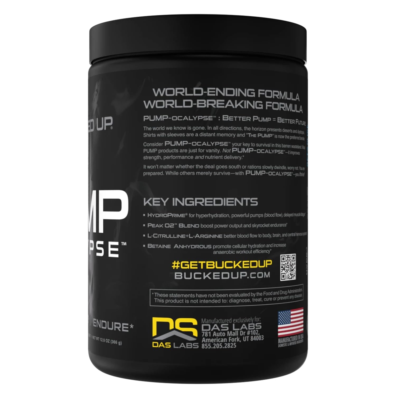 Bucked Up Pump-ocalypse Tropical powder scoop showcases measurement for pre-workout dosing