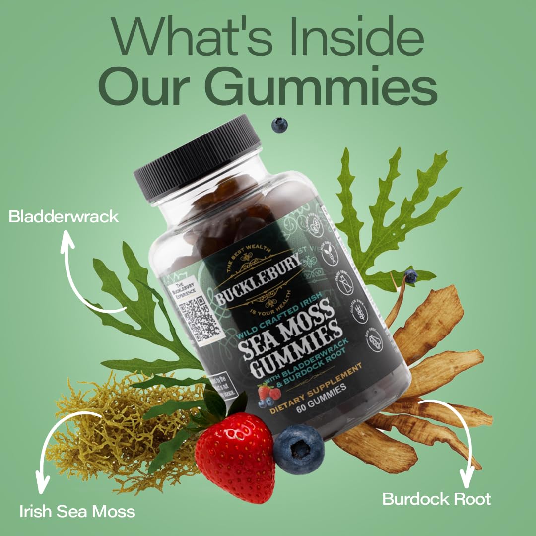 Bucklebury Sea Moss Gummies 60-count bottle for ongoing use.