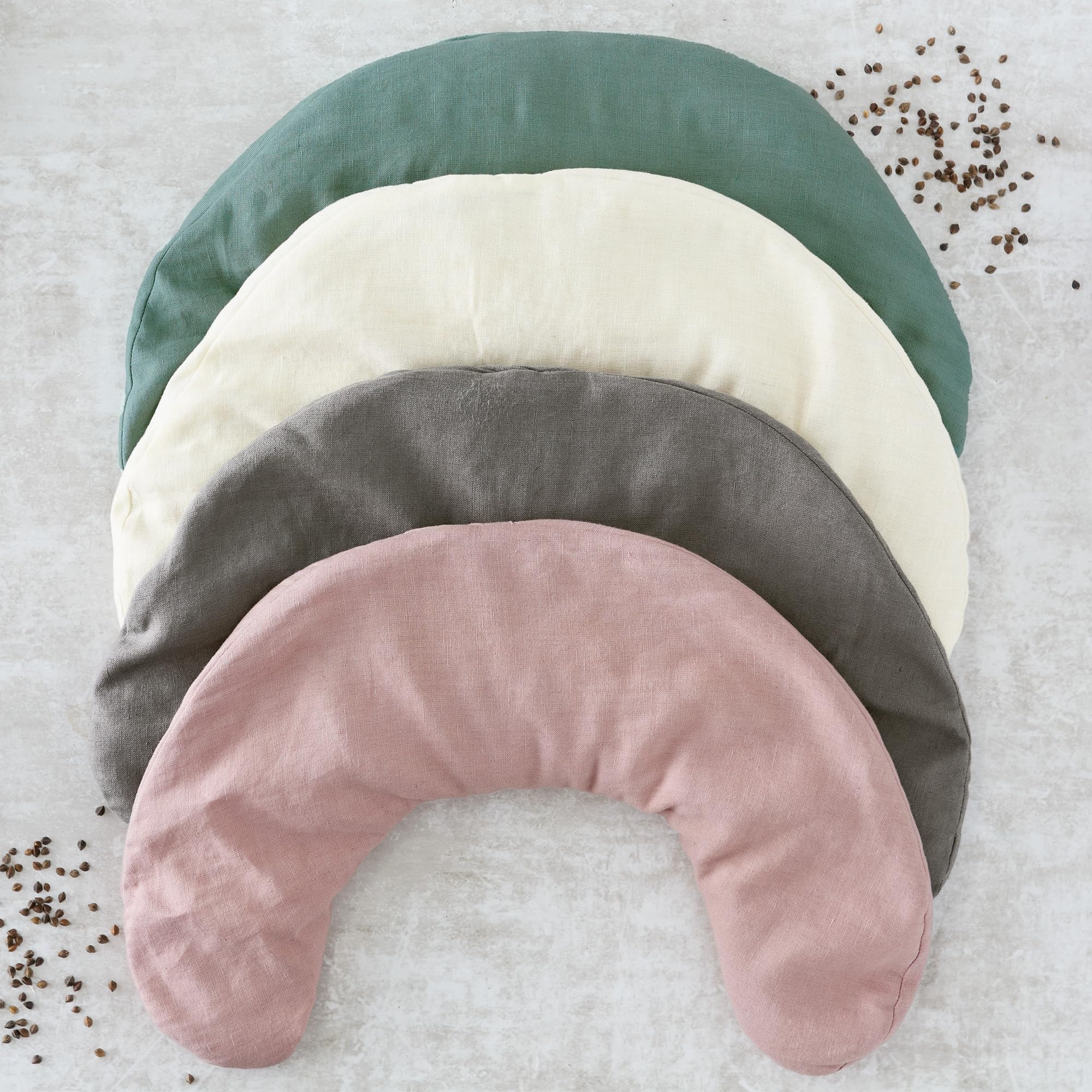 Bucky neck pillow draped over shoulders demonstrating mobility-friendly design.