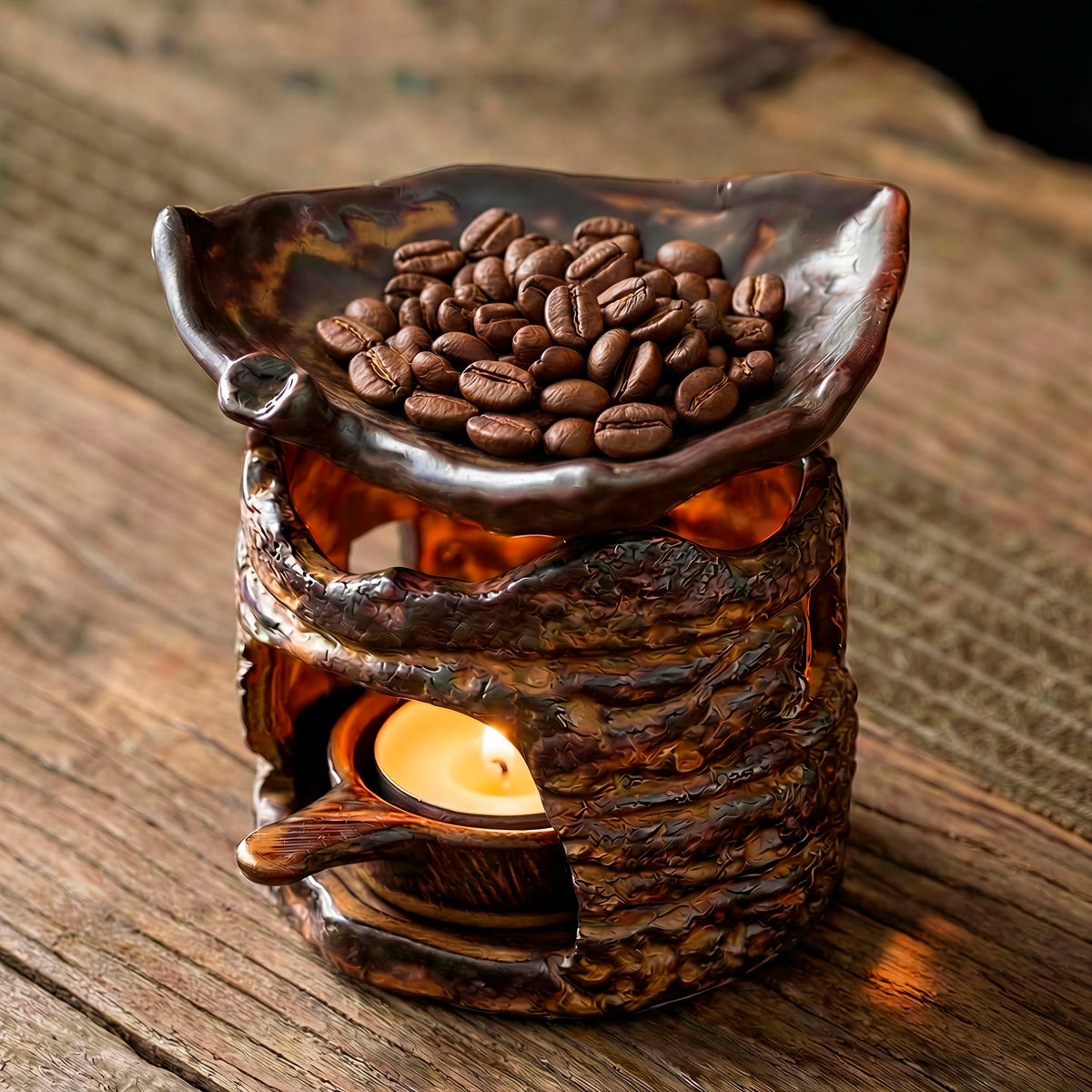 Budifyx Woodland Zen Burner tea-stove detail warms teapots and enhances aroma.