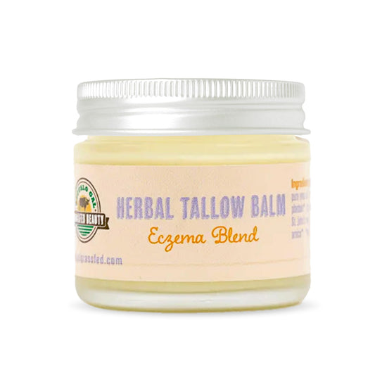 Buffalo Gal Grassfed Beauty tallow balm jar ready for daily use