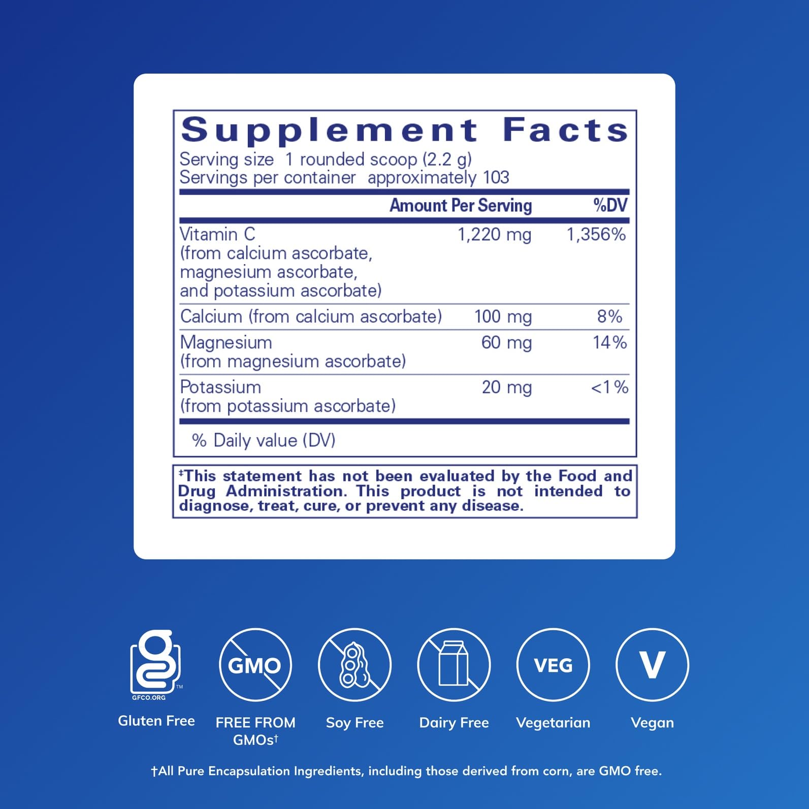 Buffered ascorbic acid powder closeup with measuring scoop for precise dosing.