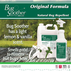 Bug Soother ingredients label highlights a skin-friendly base with essential oils.