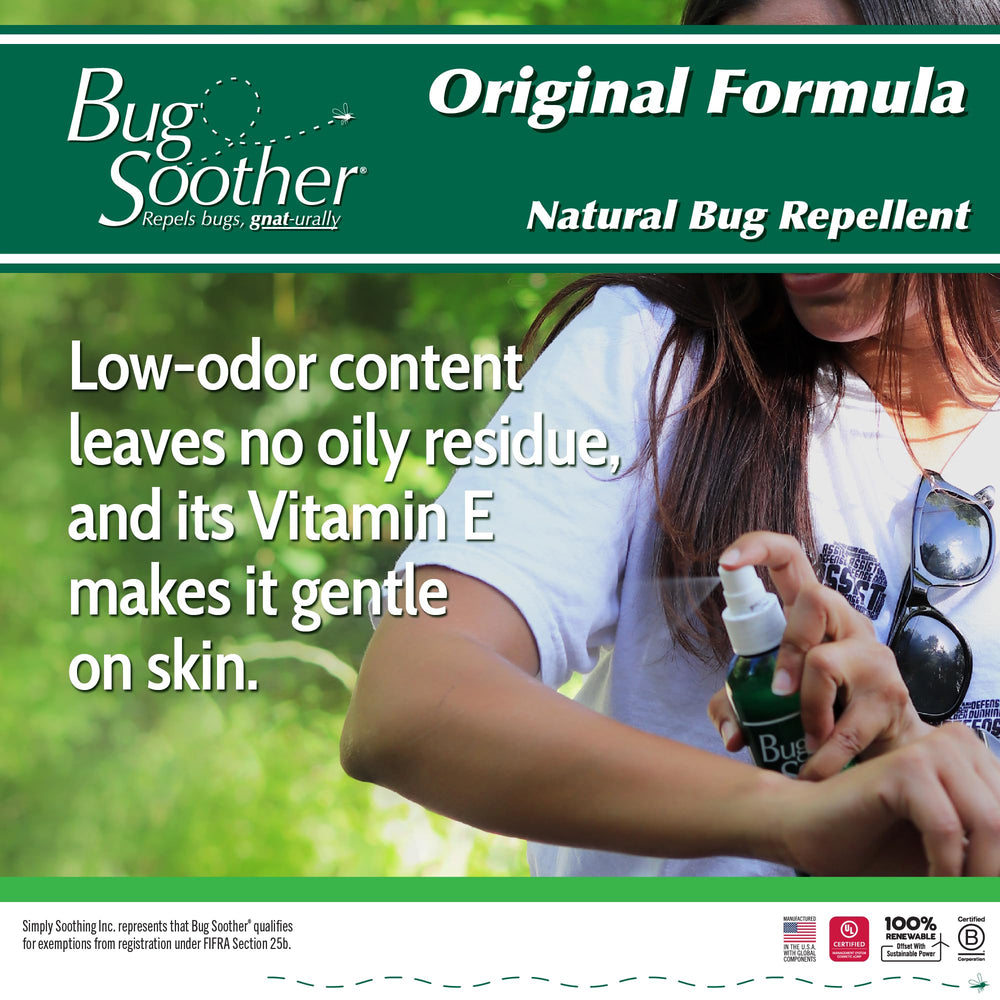 Bug Soother kid-and-pet friendly use illustrates safe protection for families and animals.