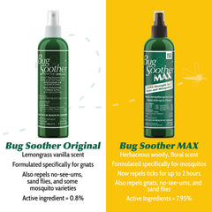 Bug Soother MAX bottle pour close-up demonstrates easy, direct spray application during outdoor activities.