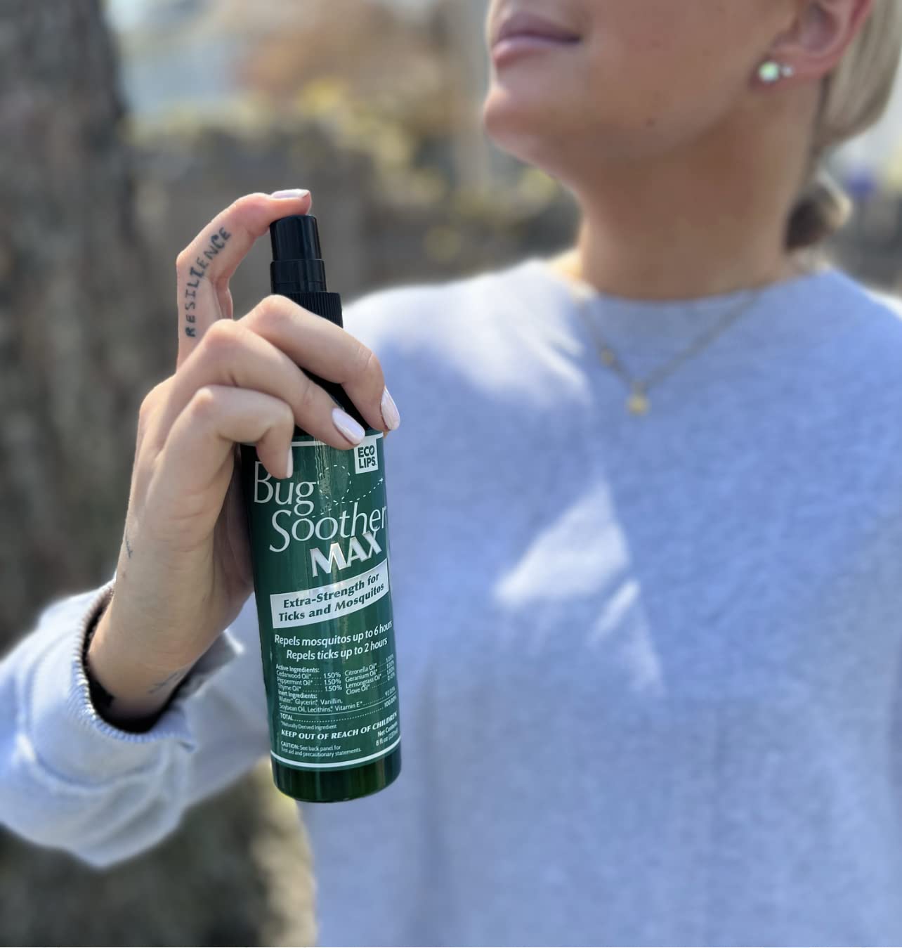 Bug Soother MAX outdoor-adventures scene shows protection during camping, hiking, or yard work.