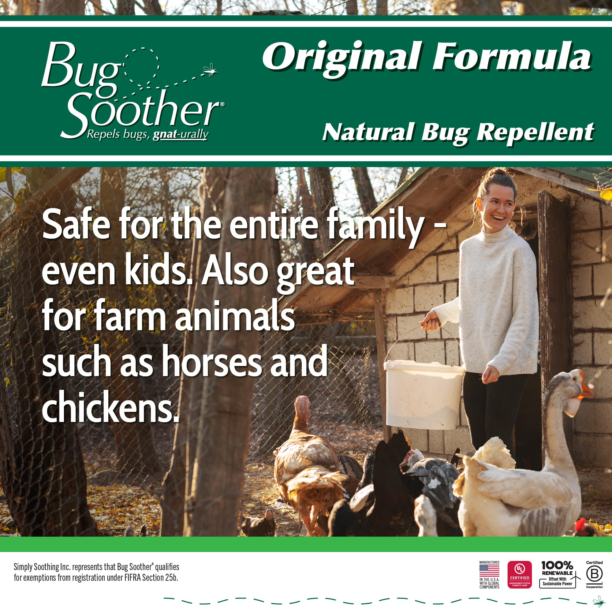 Bug Soother outdoor-use scene shows protection during chores