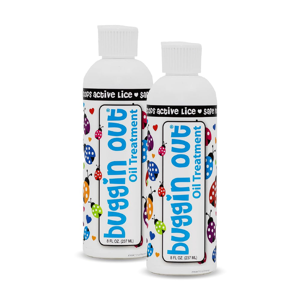 Buggin Out dimethicone oil bottle application for smooth, lice-free hair