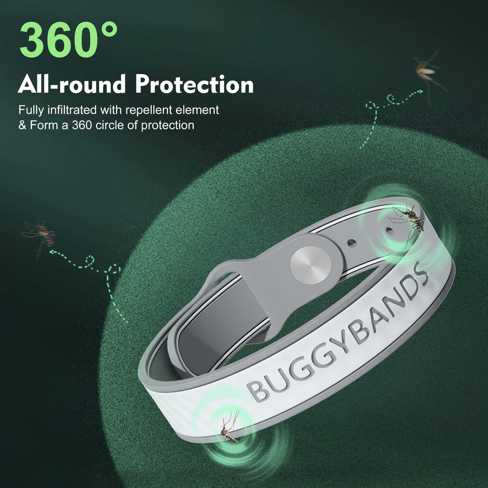 BuggyBands deet-free silicone wristband provides safe natural repellent for kids.