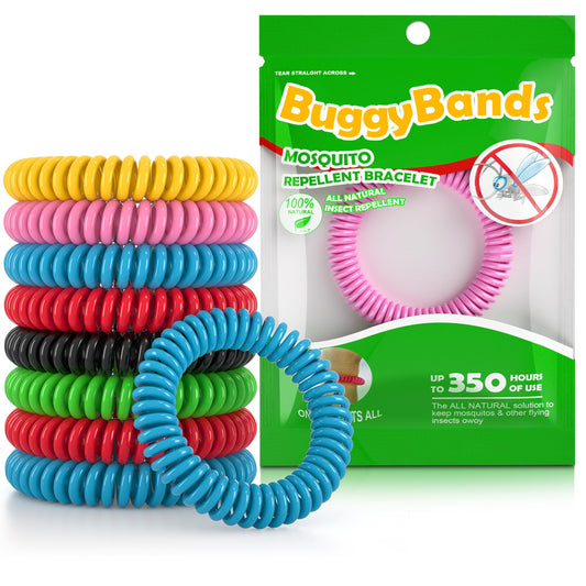 BuggyBands mosquito bracelet pack in forest green for outdoor protection
