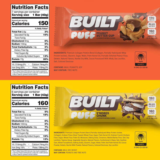 Built Bar S'mores Puff Bar: chocolate, marshmallow, and graham in a high-protein bite