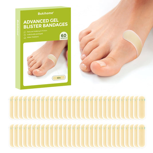 Bukihome Gel Blister Bandages Spot Pack packaging shows portable protection for travel.