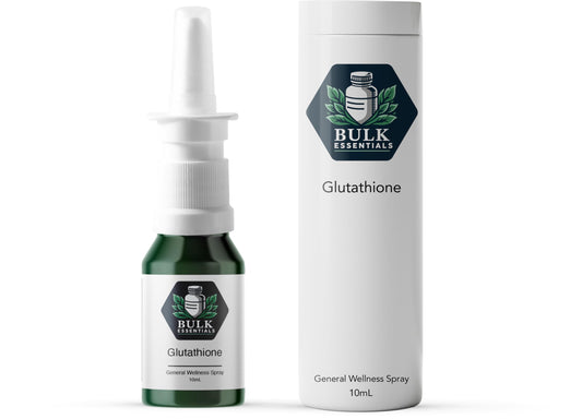 Bulk Essentials Glutathione Spray bottle for easy daily wellness and antioxidant support.