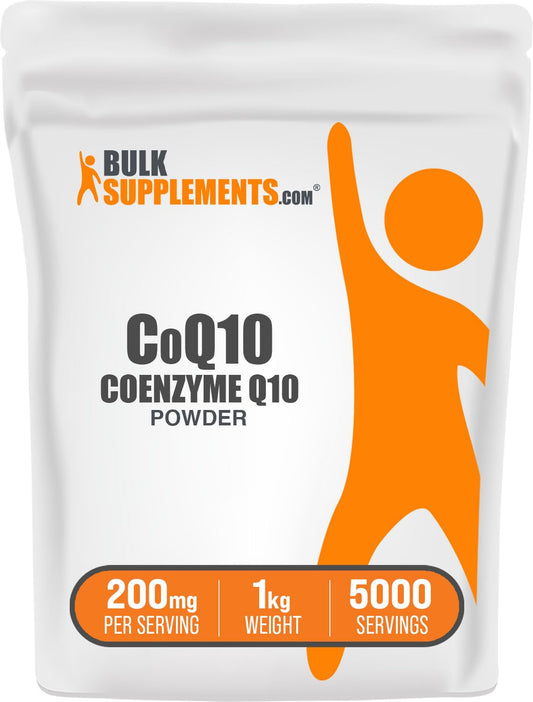 BulkSupplements CoQ10 powder 1kg bag ideal for easy smoothie blends.