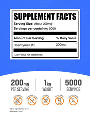 CoQ10 powder bottle with scoop for simple daily dosing.