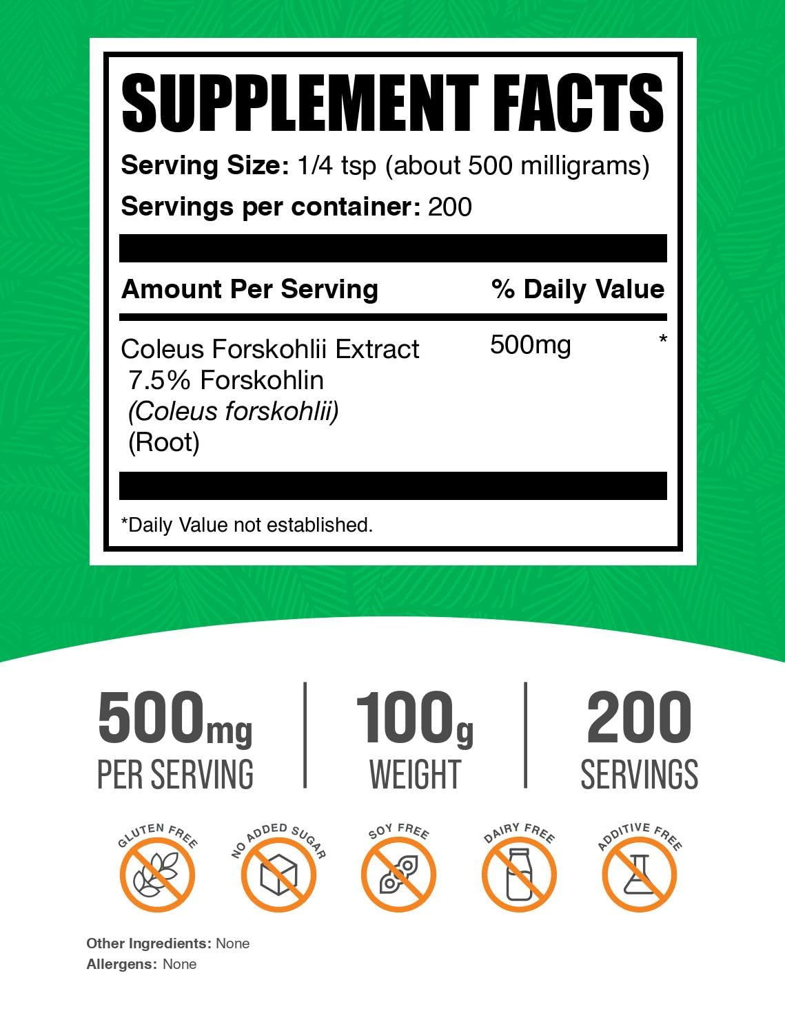 BulkSupplements Forskolin extract powder scoop for simple measurement and mixing.