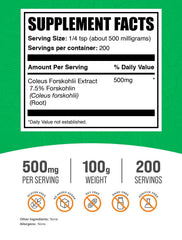 BulkSupplements Forskolin extract powder scoop for simple measurement and mixing.
