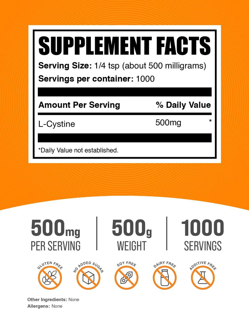 BulkSupplements L-Cystine powder with measuring scoop ideal for blending