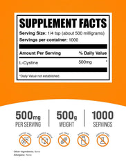 BulkSupplements L-Cystine powder with measuring scoop ideal for blending