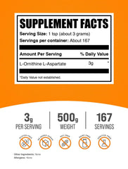 Scoop of BulkSupplements L-Ornithine L-Aspartate powder for convenient serving