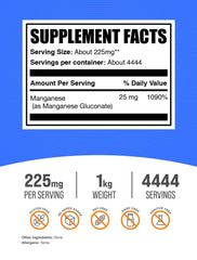 BulkSupplements Manganese Gluconate powder being poured into a glass