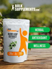 BulkSupplements Olive Leaf Extract label close-up communicates quality and transparency.