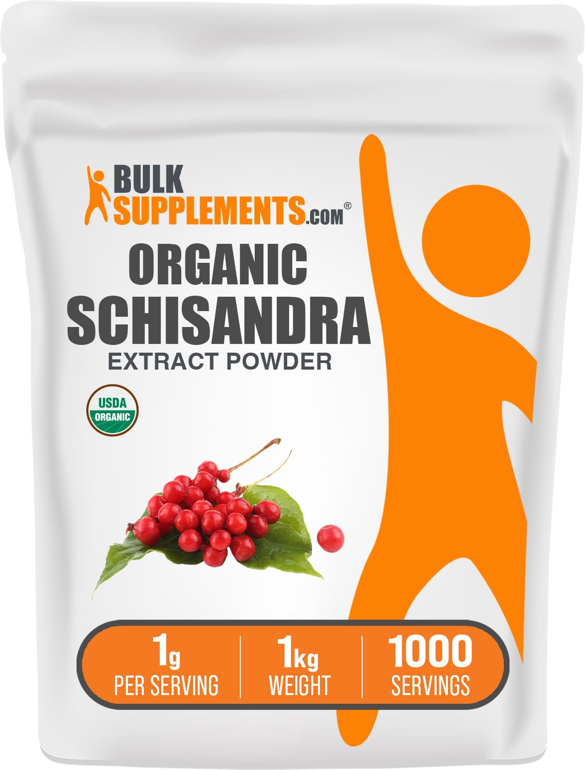 BulkSupplements Organic Schisandra Extract Powder bottle for gluten-free daily wellness