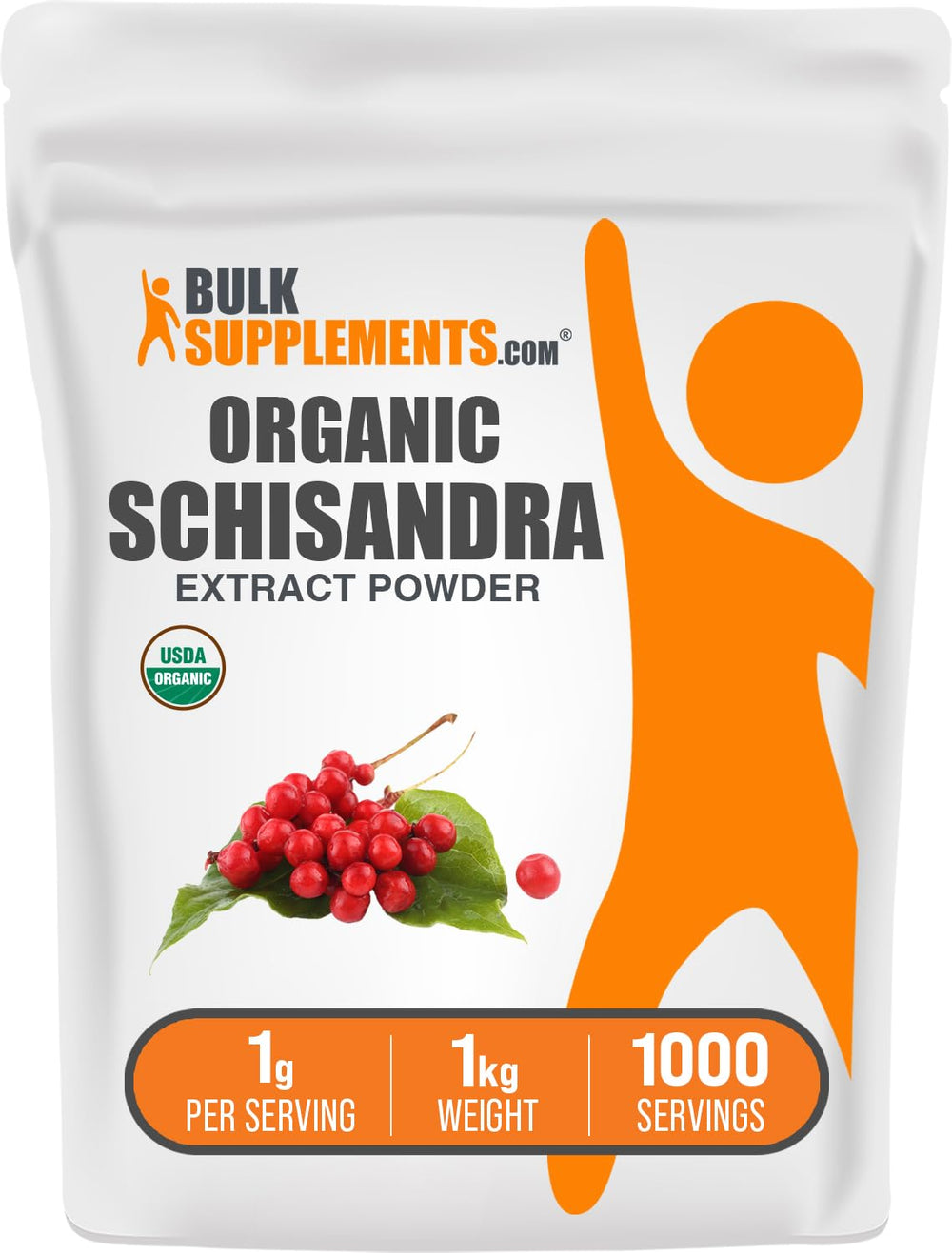BulkSupplements Organic Schisandra Extract Powder bottle for gluten-free daily wellness