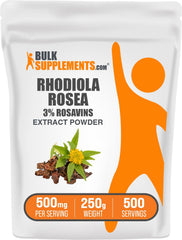 BulkSupplements Rhodiola Rosea Extract bottle with 3% Rosavins for daily vitality.