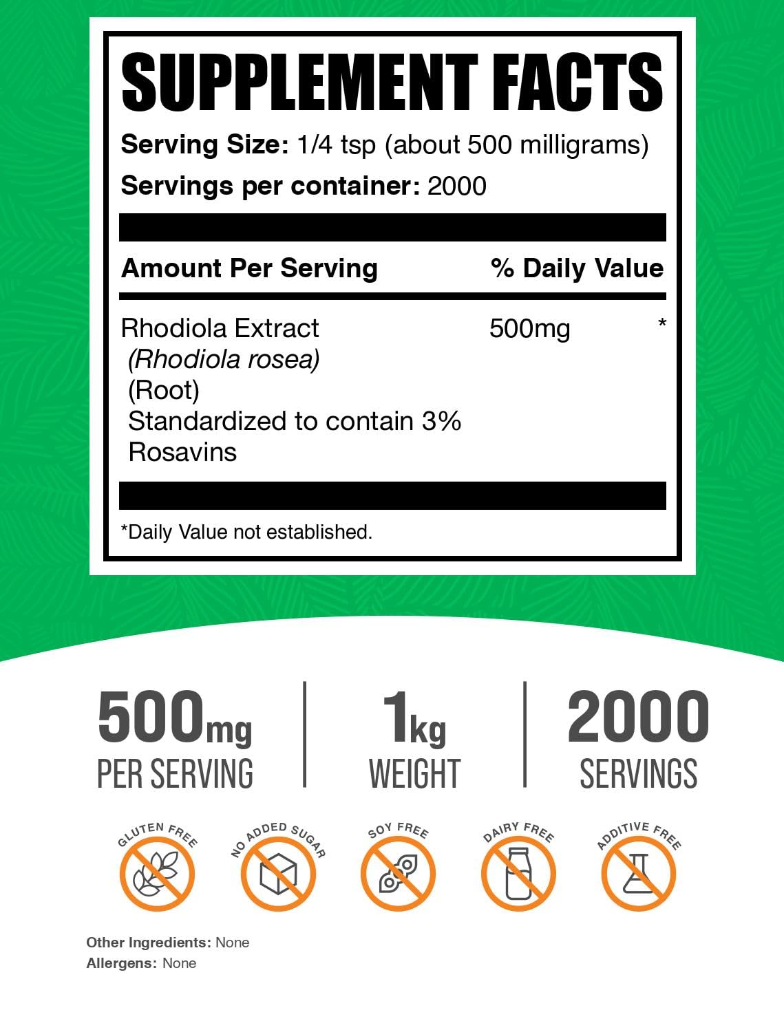 BulkSupplements Rhodiola Rosea extract with 3% Rosavins jar highlighting potent extract